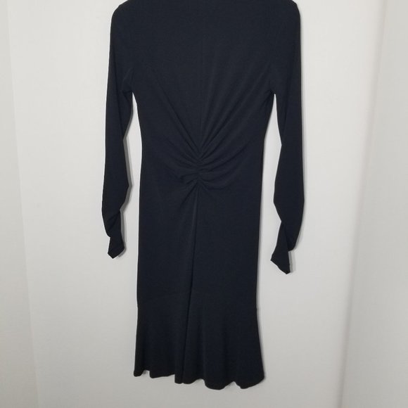 Joeffer Caoc Stunning Classic Black Gathered Midi Dress V-Neck Size Small - Picture 7 of 10